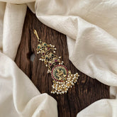 Antique Lakshmi Maang Tikka-Pearl-Red Green-G13490